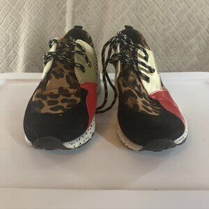 YOKI Shoes Womens 9 Heel Sneakers Colorful Leopard Print Dalmatian Athletic